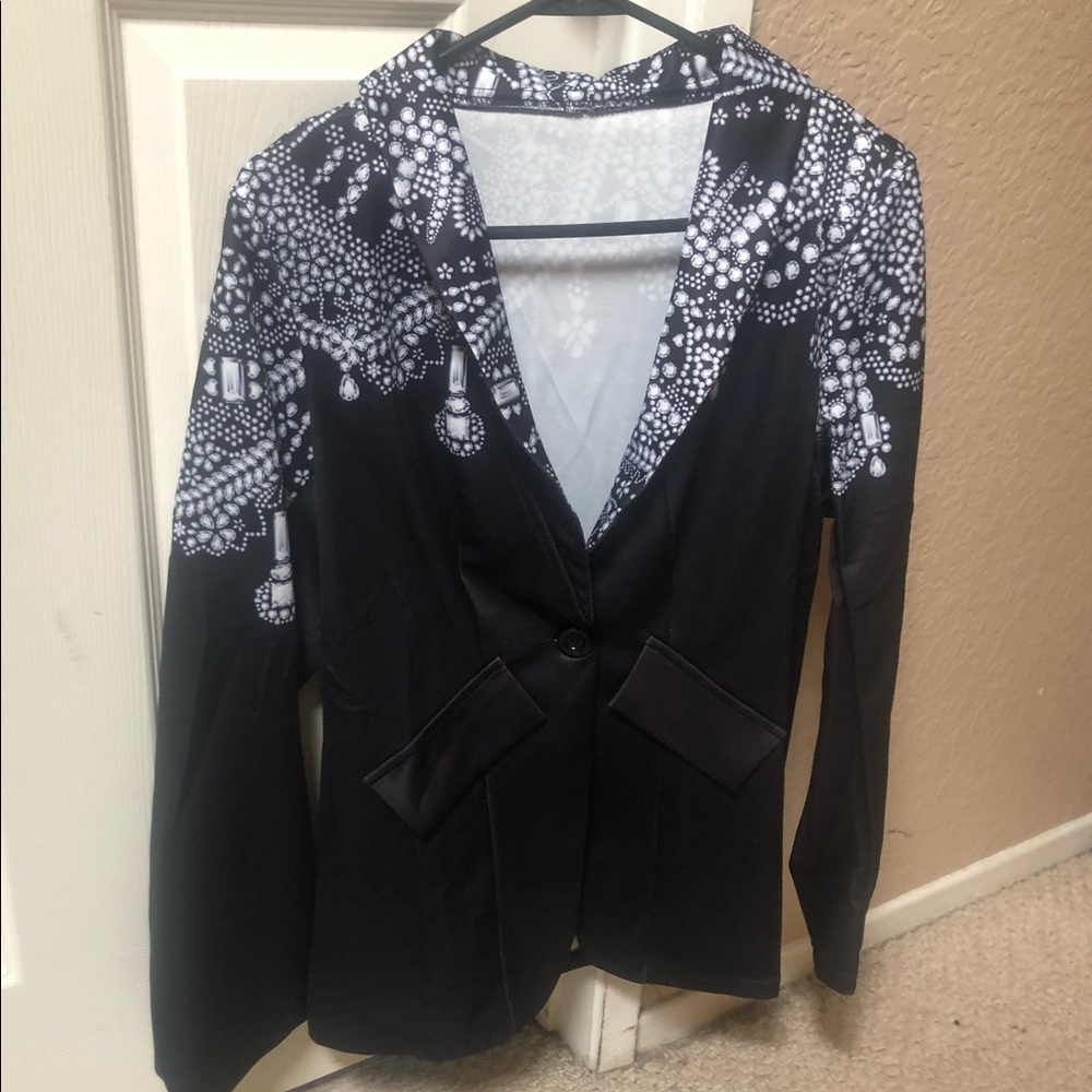 Black and white blazer